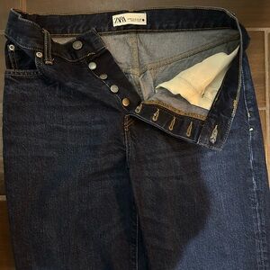 Zara Women's Dark Blue Straight Leg Jeans